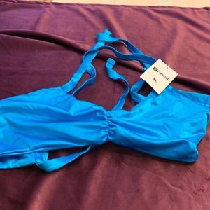 Nwt shimmery blue fused xl tie back bikini top
